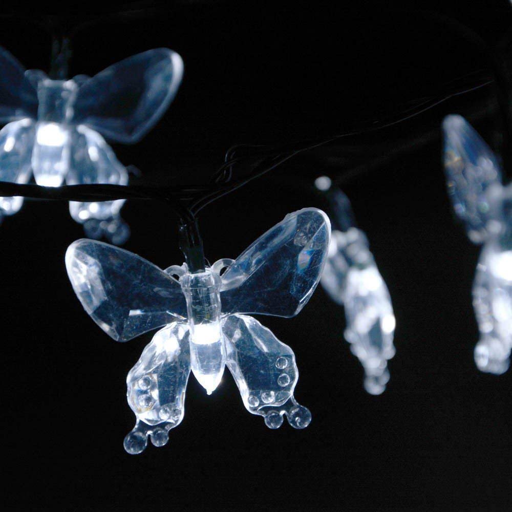 MUEQU Butterfly String Lights, Waterproof Solar String Lights 16ft 20LED Butterfly Solar Fairy Lights Decorative Lighting