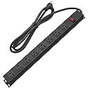 HHSOET Metal 8 Outlet Mountable Power Strip, Wall Mount Outlet Heavy Duty, Wide Spaced Commercial Shop Power Strip with Switch, 15A 125V 1875W, 6 FT