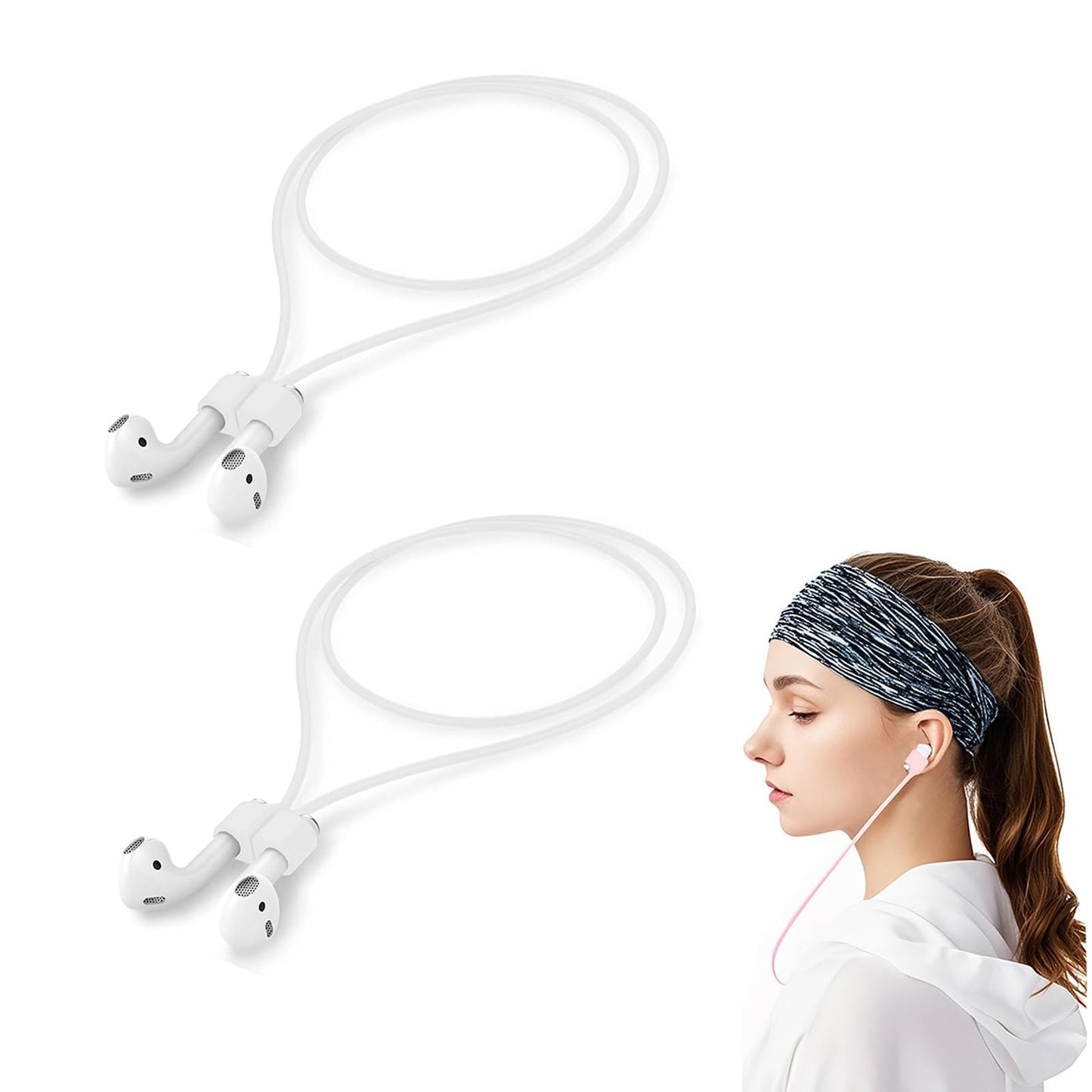Ultra Strong Magnetic Airpod Pro Strap Anti Lost Cord Sports Lanyard,Compatible with Airpods 4 3 2 1(White Black)