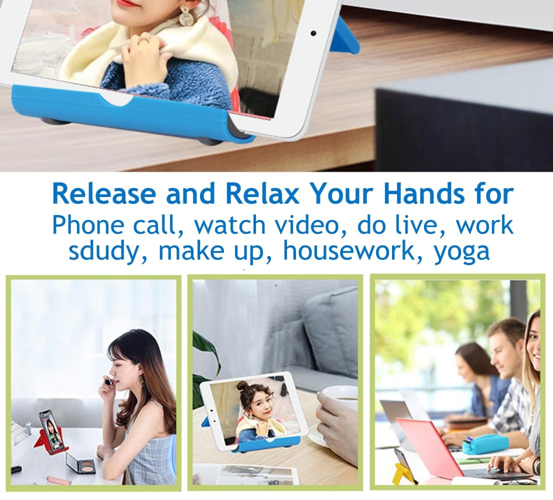 JUSDIQIR Cell Phone Stand for Desk 2 Pack Mobile Phone Holders Desktop Tablet Stand, Foldable Phone Dock Universal Adjustable Tablet Stand for Desk