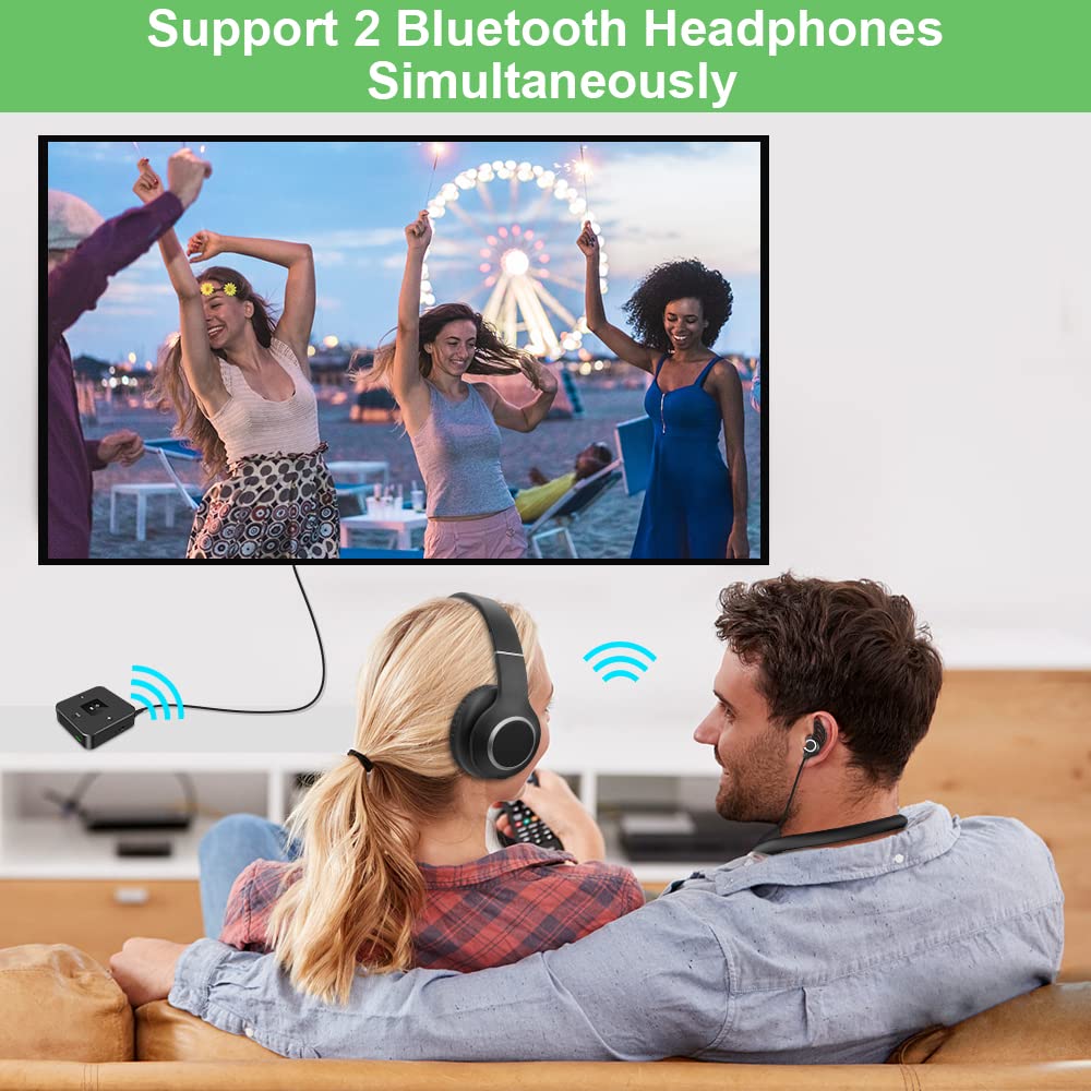 Golvery Bluetooth 5.0 Transmitter Receiver for TV Airplane, 2 in 1 Bluetooth Adapter for PC/DVD/MP3/Home Stereo/Speaker/Gym, Optical/RCA/AUX