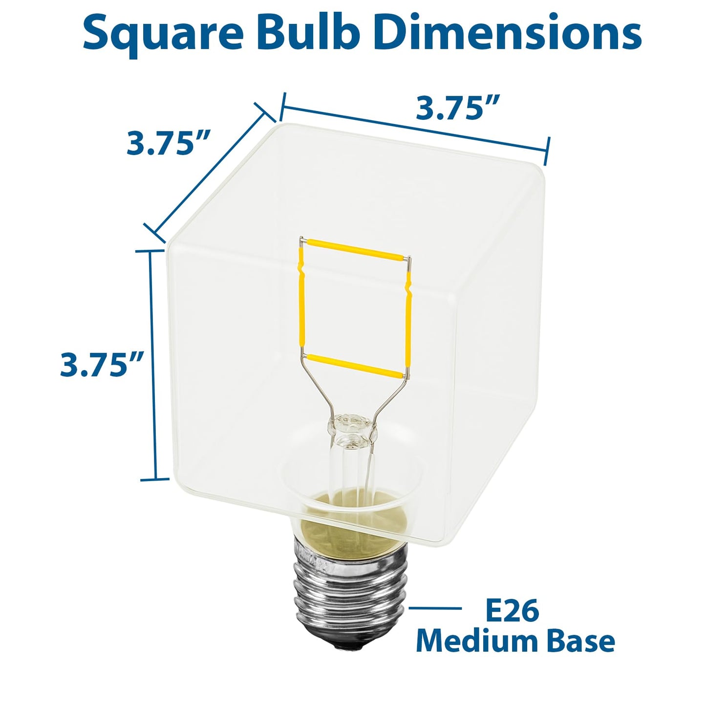 Festive Living LED Cube Light, Unique Edison Bulb with Square Filament