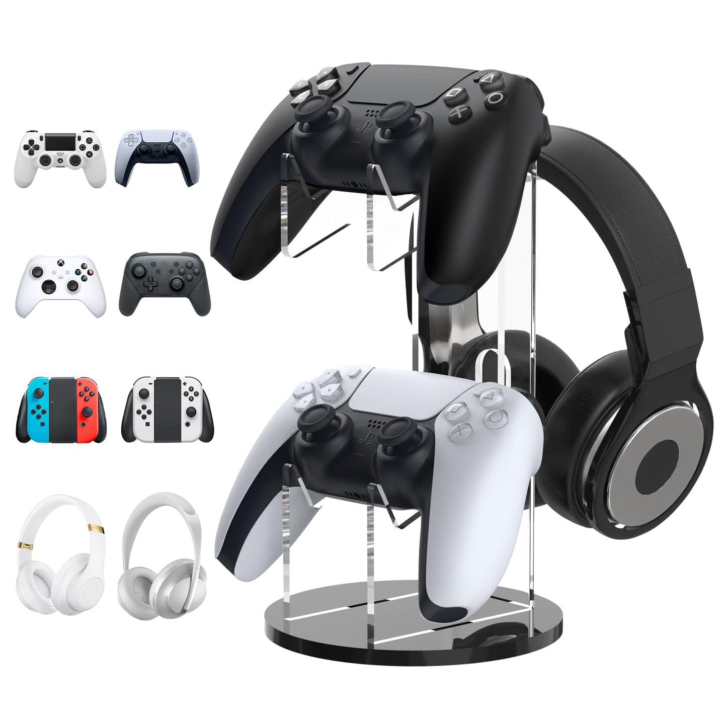 MoKo Universal Stand for Game Controller and Headset Stand, 2 in 1 Game Controller Support Holder Storage Organizer for Switch/Switch 2, ps5, ps4