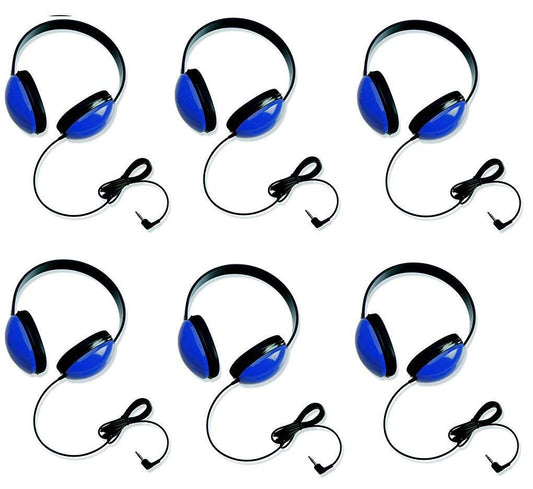 Califone 2800-BL Listening First Stereo Headphones (Set of 6), Blue, Adjustable Headband Comfortable for Extended Wear, Specifically Sized for Young…