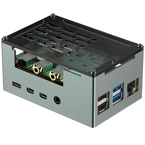 InnoMaker Aluminum Alloy Case for Raspberry Pi 4 - Compatible with DAC/DAC PRO/AMP/AMP PRO/RS485&CAN HAT, 3510 PWM Fan & Passive Heatsink Cooling