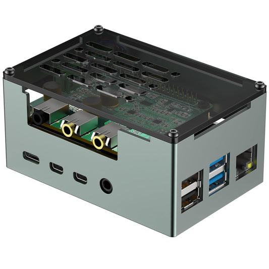 InnoMaker Aluminum Alloy Case for Raspberry Pi 4 - Compatible with DAC/DAC PRO/AMP/AMP PRO/RS485&CAN HAT, 3510 PWM Fan & Passive Heatsink Cooling