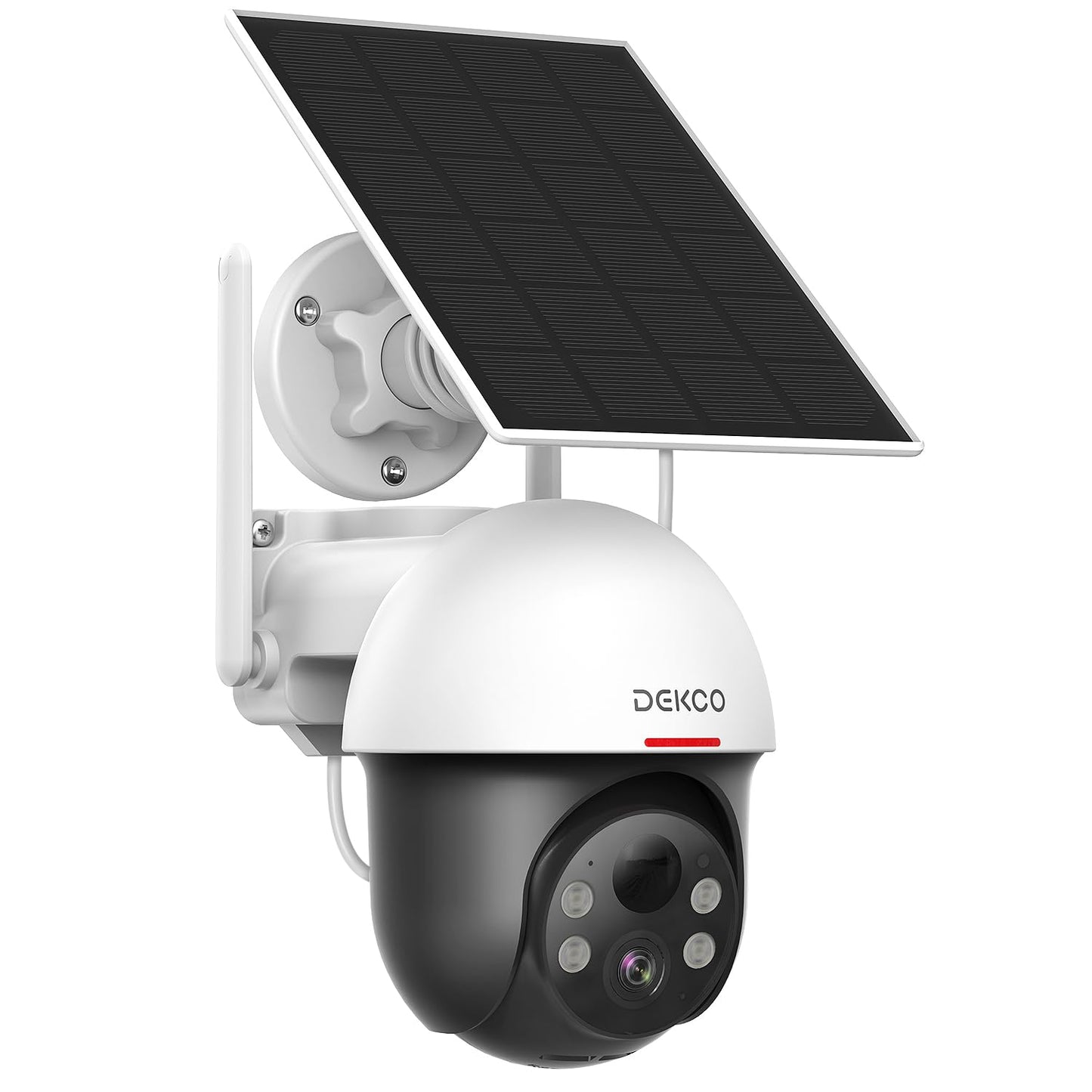 DEKCO Solar Security Camera Outdoor Wireless, Battery Powered, Panoramic Pan Tilt Zoom, Auto Motion Tracking, True 2K, Color Night Vision, Spotlight