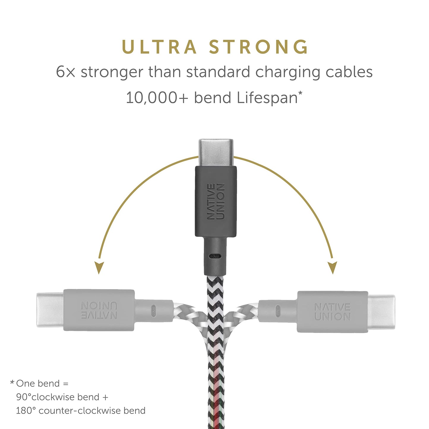 Native Union Belt HDMI 2.0 USB-C to HDMI Cable (4K@60Hz) - 10ft Ultra-Strong Reinforced Cable [MFi Certified] Compatible with MacBook Pro 2017-2020