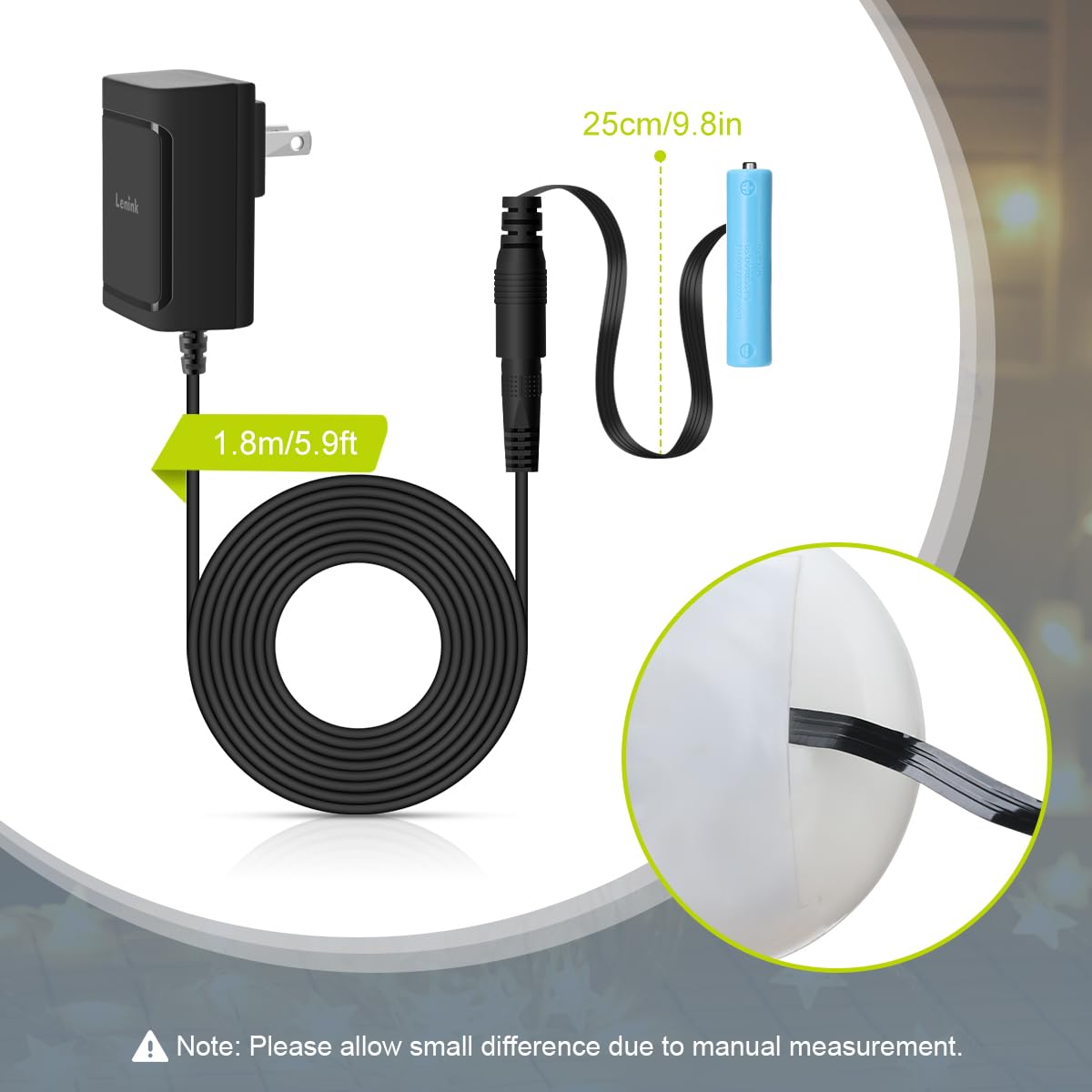 Lenink AC Power Supply Adapter for AAA Battery,Replace 2 AAA Battery,Black