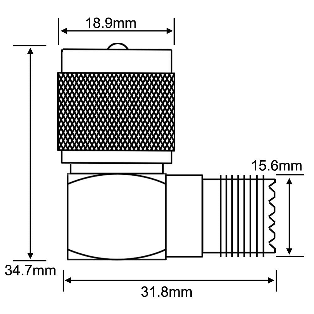 Boobrie UHF Connector Right Angle Coax Connector UHF Male Plug PL259 to UHF Female Jack SO239 90 Degree L Shape Low Loss Coax Cable Connector RF…
