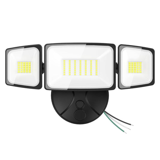 Onforu 75W Flood Lights Outdoor, 7000LM Brightness Security Lights Switch Controlled, 3 Adjustable Heads, IP65 Waterproof, 6500K Wall Mount Exterior
