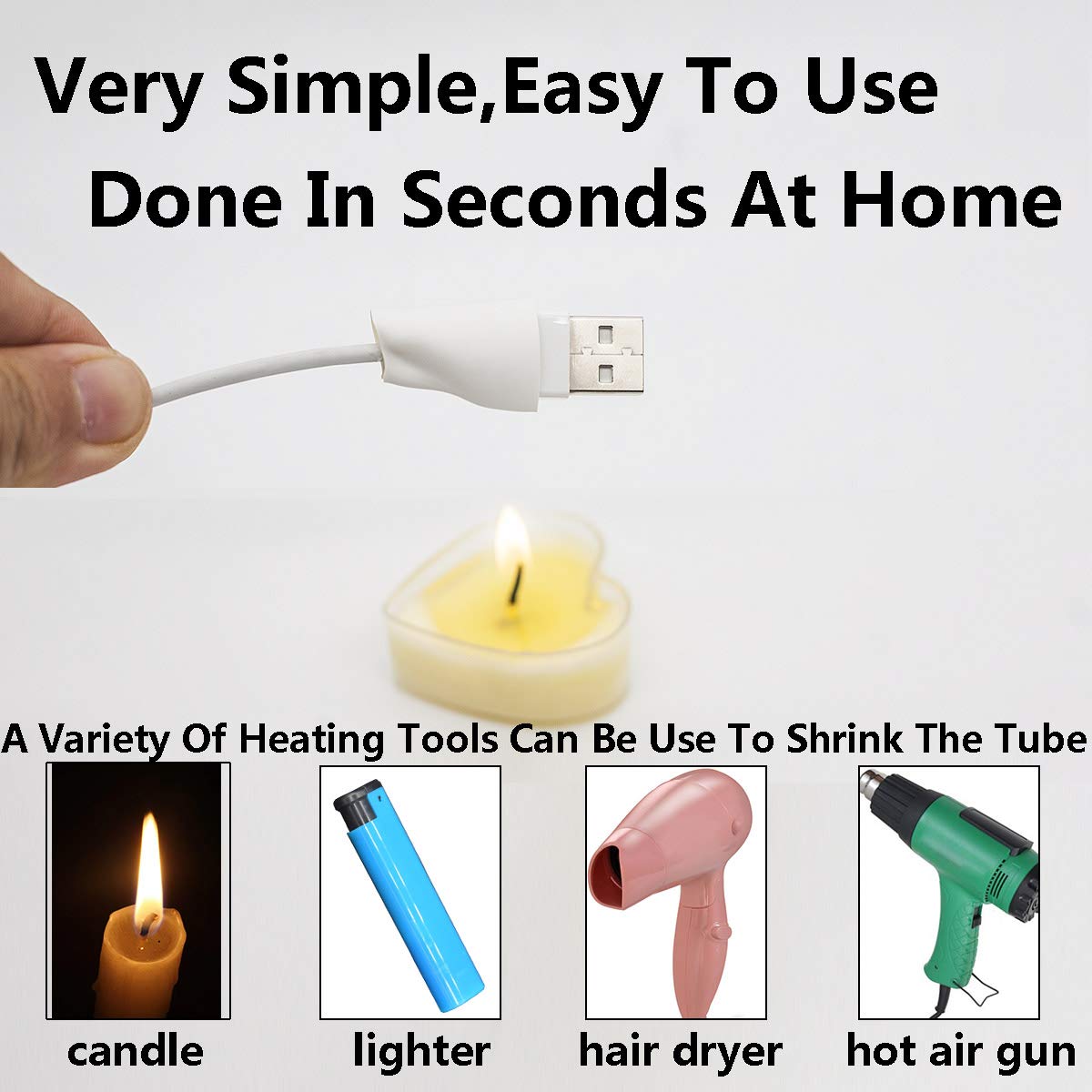 6:1 Dual Wall Adhesive Super Heat Shrink Tubing,Wire Repair,Mac Book Air Pro Charging Cable Crack Damage Charge Repair,Mouse Cable Protector,Saver