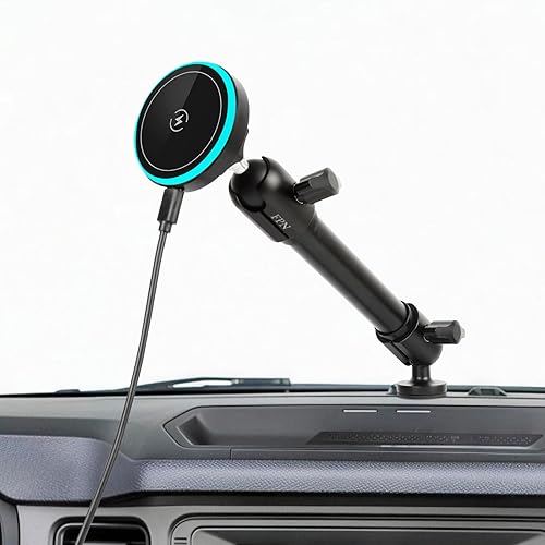 Magnetic Wireless Charging Phone Mount Holder for Ford Bronco 2021 2022 2023 2024 2025 2/4 Door, 7.3" Aluminum Alloy Arm, Dual 360 Rotation