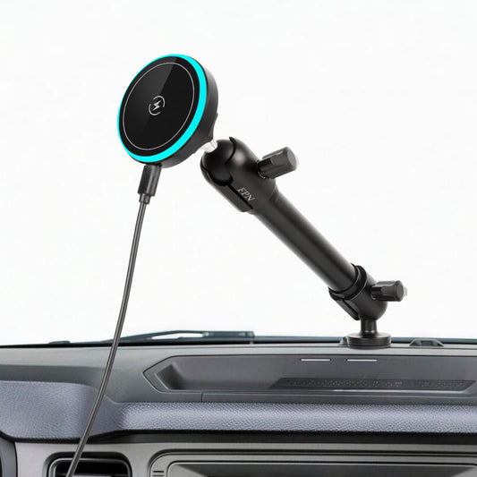 Magnetic Wireless Charging Phone Mount Holder for Ford Bronco 2021 2022 2023 2024 2025 2/4 Door, 7.3" Aluminum Alloy Arm, Dual 360 Rotation