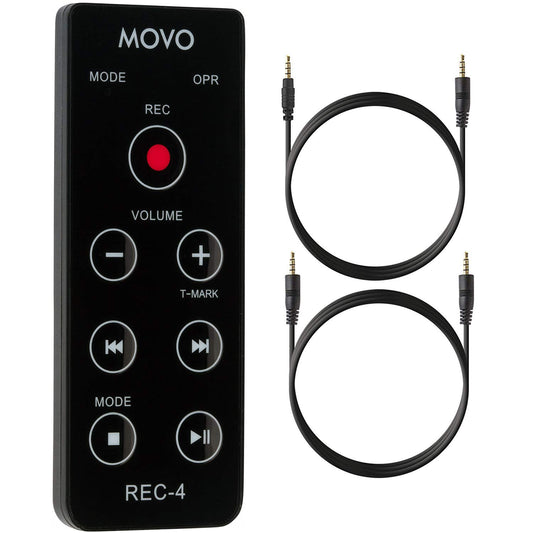 Movo REC-4 Wired Remote Control for Zoom H2n, H4n Pro, H5 and H6 Portable Digital Handy Recorders - Also Compatible with Sony M10, D50, D100