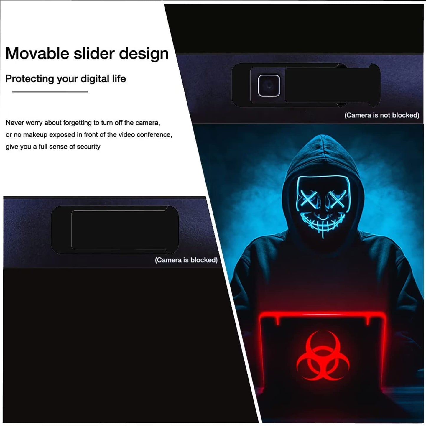 Laptop Camera Cover Slide, Computer Camera Cover Slide Large Size Webcam Cover Slide for MacBook Pro Cute Pattern Design Protecting Privacy Security