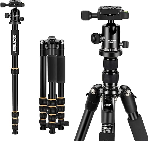 ZOMEi Camera Tripod 62" Light Weight DSLR Tripod with Ball Head Quick Release Plate and Carrying Case (Aluminum Tripod)