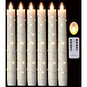 danip flameless Cone Candle, Patented Starlight String, with 11 Timing Key Remote Control, Battery Powered, Patented Simulated Flame, 6 Packs (Ivory