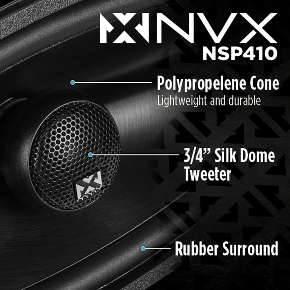 NVX® 4x10 Car Speakers 2-Way Coaxial (Pair)