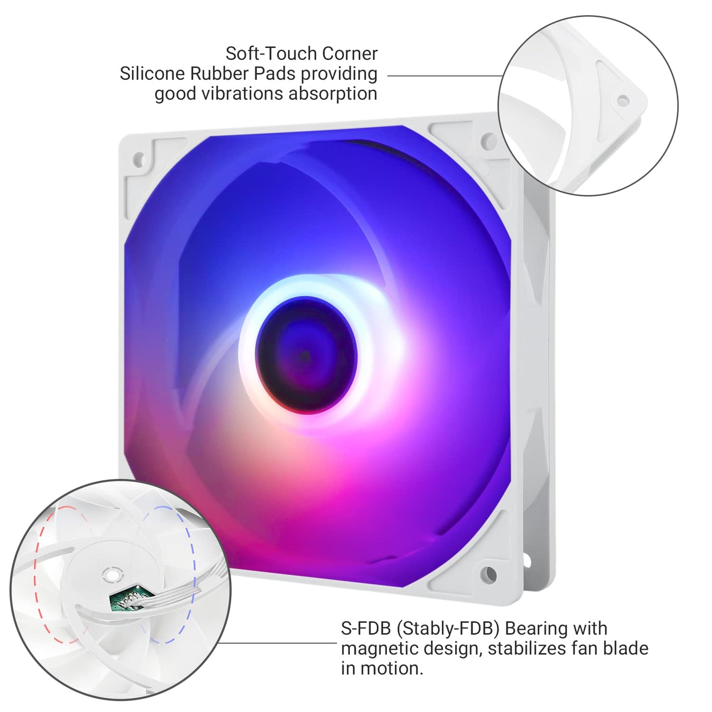 Thermalright TL-C12CW-S CPU Fan 120mm White ARGB Case Cooler Fan, 4pin PWM Silent Computer Fan with S-FDB Bearing Included, up to 1550RPM Cooling Fan