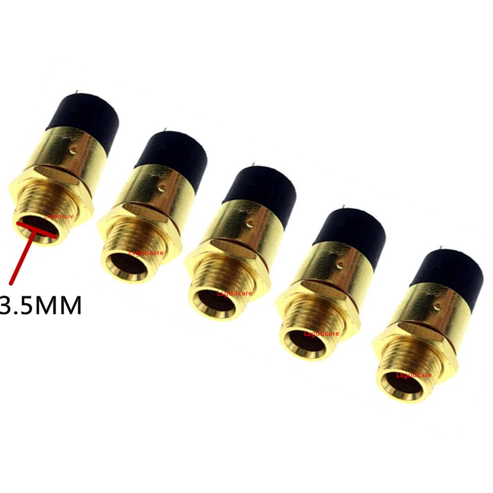 Lsgoodcare 20PCS 3.5MM 1/8 Inch Gold Gold Plated Stereo Jack Panel Mount Connector