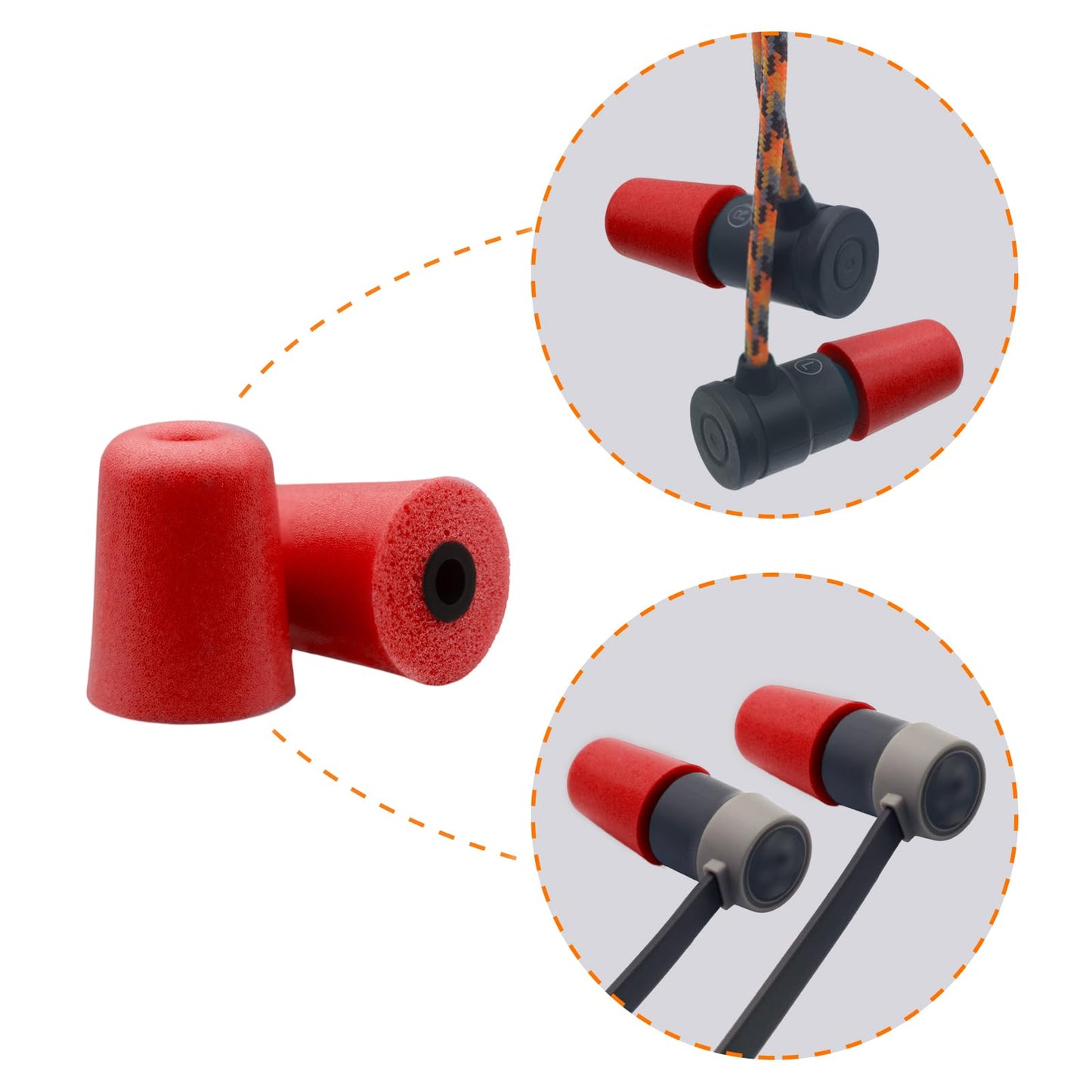 Klowcok Memory Foam Replacement Ear Tips for Etymotic, Walker's,ISOtunes PRO,Westone, Shure,Elgin,Plugfones Earbuds, Comfort Fit, Red, 3Pairs