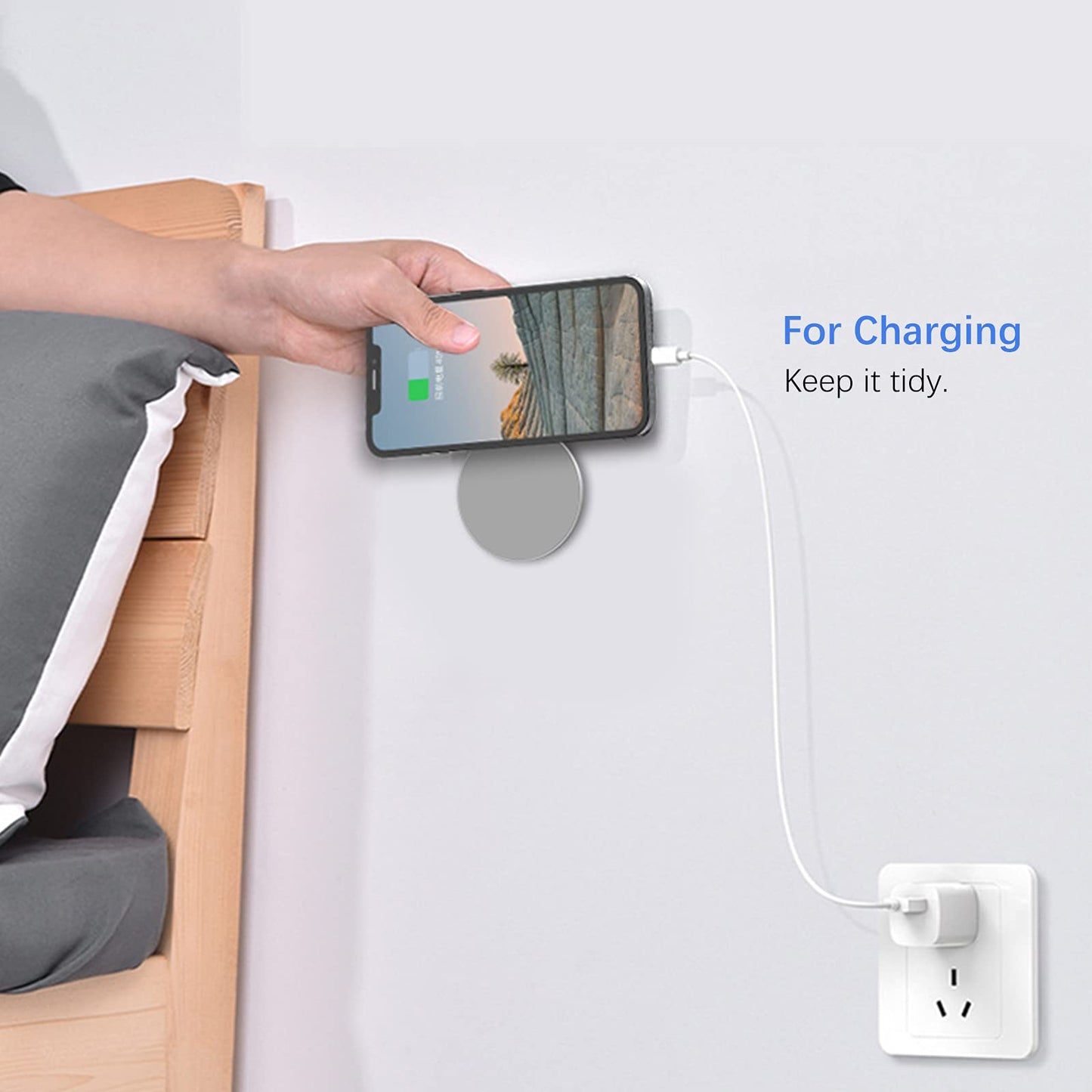 Kuaguozhe Sticky Magnetic Wall Mount for Magsafe case/Magsafe Wallet/iPhone 15 14 13 12 Pro Max Plus Mini, Adhesive Wall Mount Holder for Magsafe