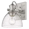 Golden Lighting 3118-BA1 PW-SD Hines Vanity Light, Pewter with Seeded Glass