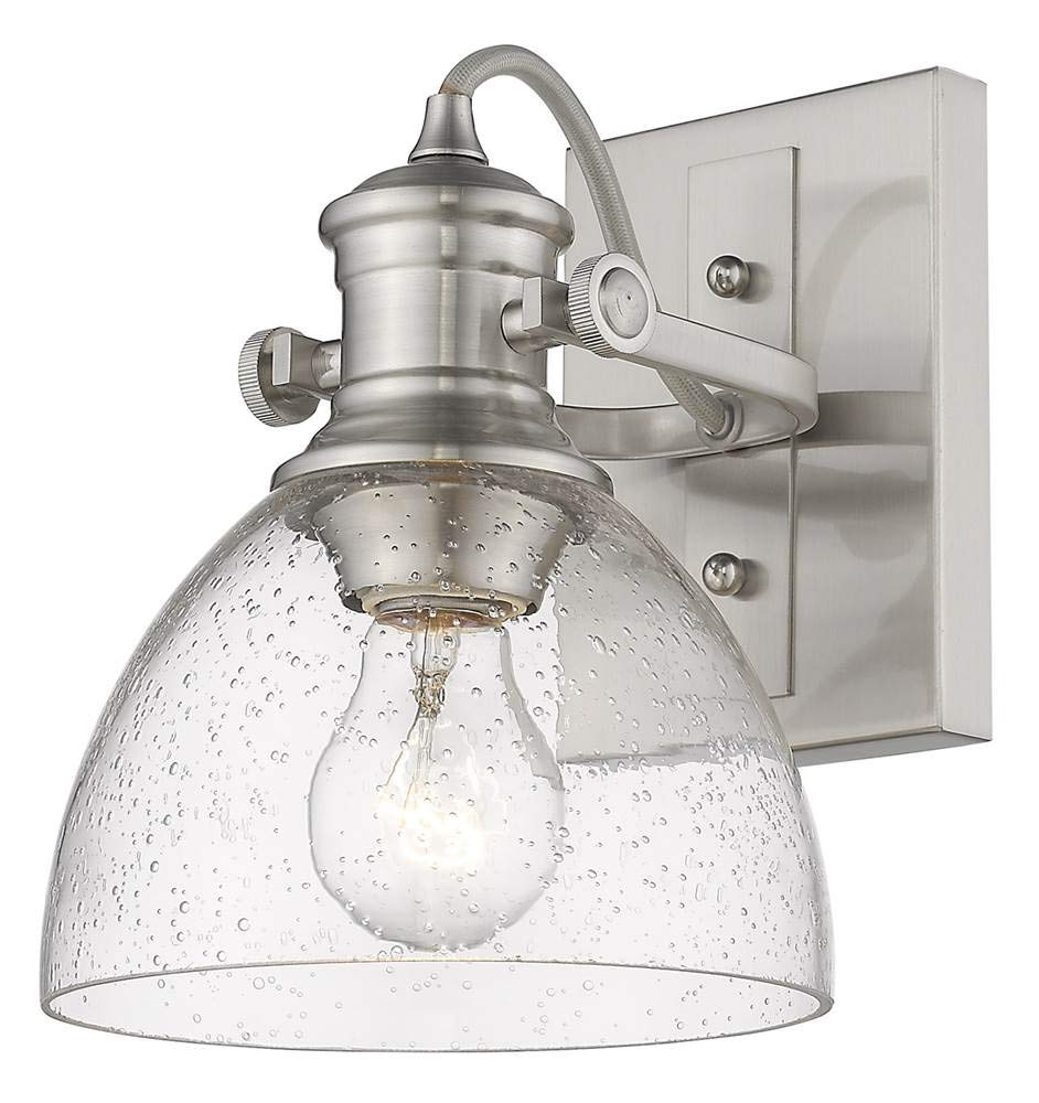 Golden Lighting 3118-BA1 PW-SD Hines Vanity Light, Pewter with Seeded Glass