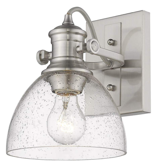 Golden Lighting 3118-BA1 PW-SD Hines Vanity Light, Pewter with Seeded Glass