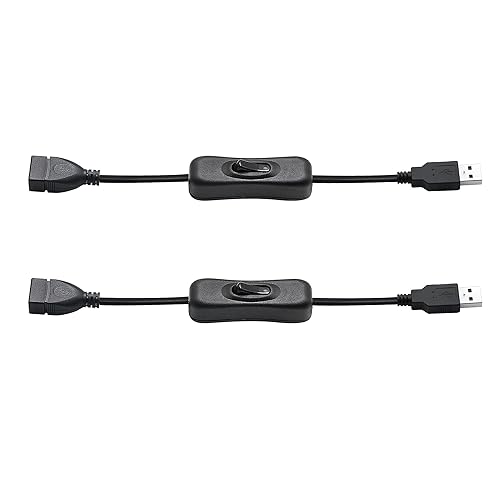 PNGKNYOCN 20cm Male to Female USB Cable with On/Off Switch, for USB Fan, LED Desk Lamp and Other Computer Peripheral Low-Power Electrical…