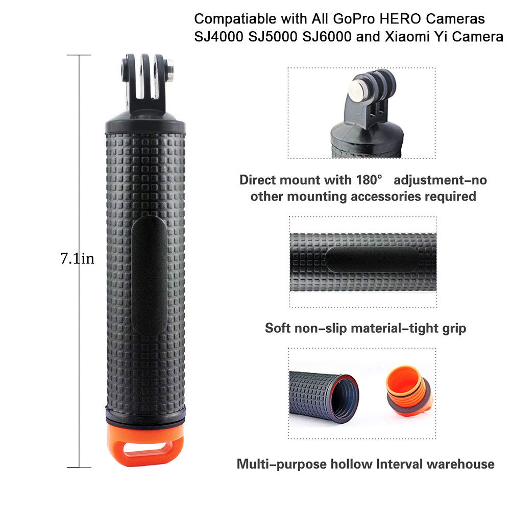 Harwerrel Waterproof Floating Hand Grip for GoPro Hero Session Black Silver Hero 10 9 8 7 6 5 4 3 3+ 2 1 SJ4000 SJ5000 Action Cameras with Camera