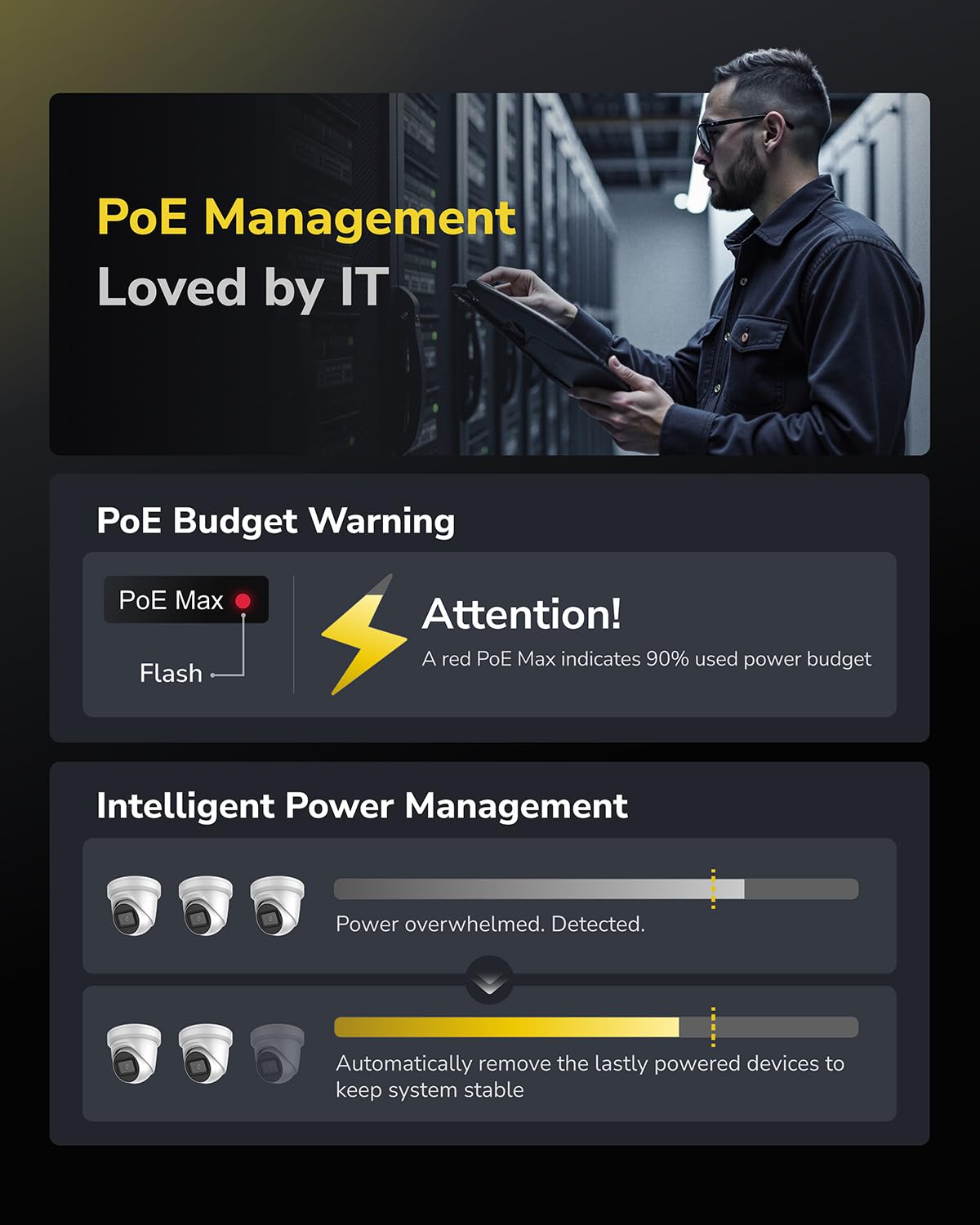 Cudy 8 Port PoE+ Switch with 2 Uplink Ports 120W, 8 10/100Mbps PoE+@120W, Extend/VLAN Mode, 802.3af, 802.3at Standard, Fanless, Watchdog, Plug
