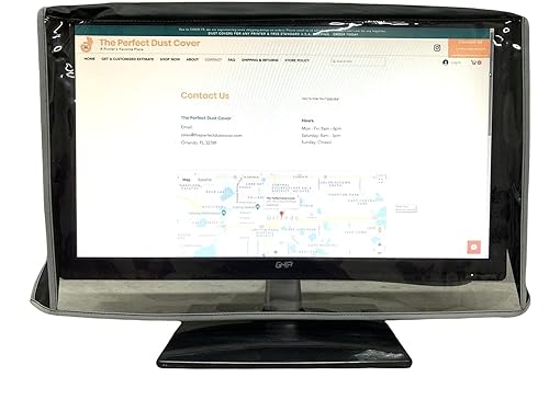 The Perfect Dust Cover LLC Black Nylon Monitor Cover with Clear Front, Waterproof, Fits 22" LED/LCD Monitors, Dimensions 21"W x 2.5"D x 14"H