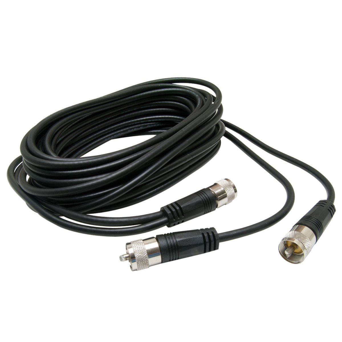 RoadPro RP-18CCP Black 18-Foot CB Antenna Co-Phase Coax Cable with PL-259 Connectors for Use with Dual CB Antenna SO-239 Stud Mounts