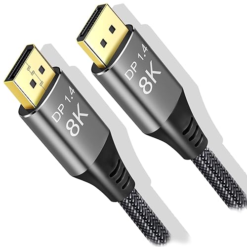 Angusplay 8K DisplayPort Cable 1.4 15ft / 5m, Ultra HD 4K 144Hz, 8K 60Hz, HBR3(7680x4320 Resolution) DP to DP, High Speed 32.4Gbps, Nylon Braided Long
