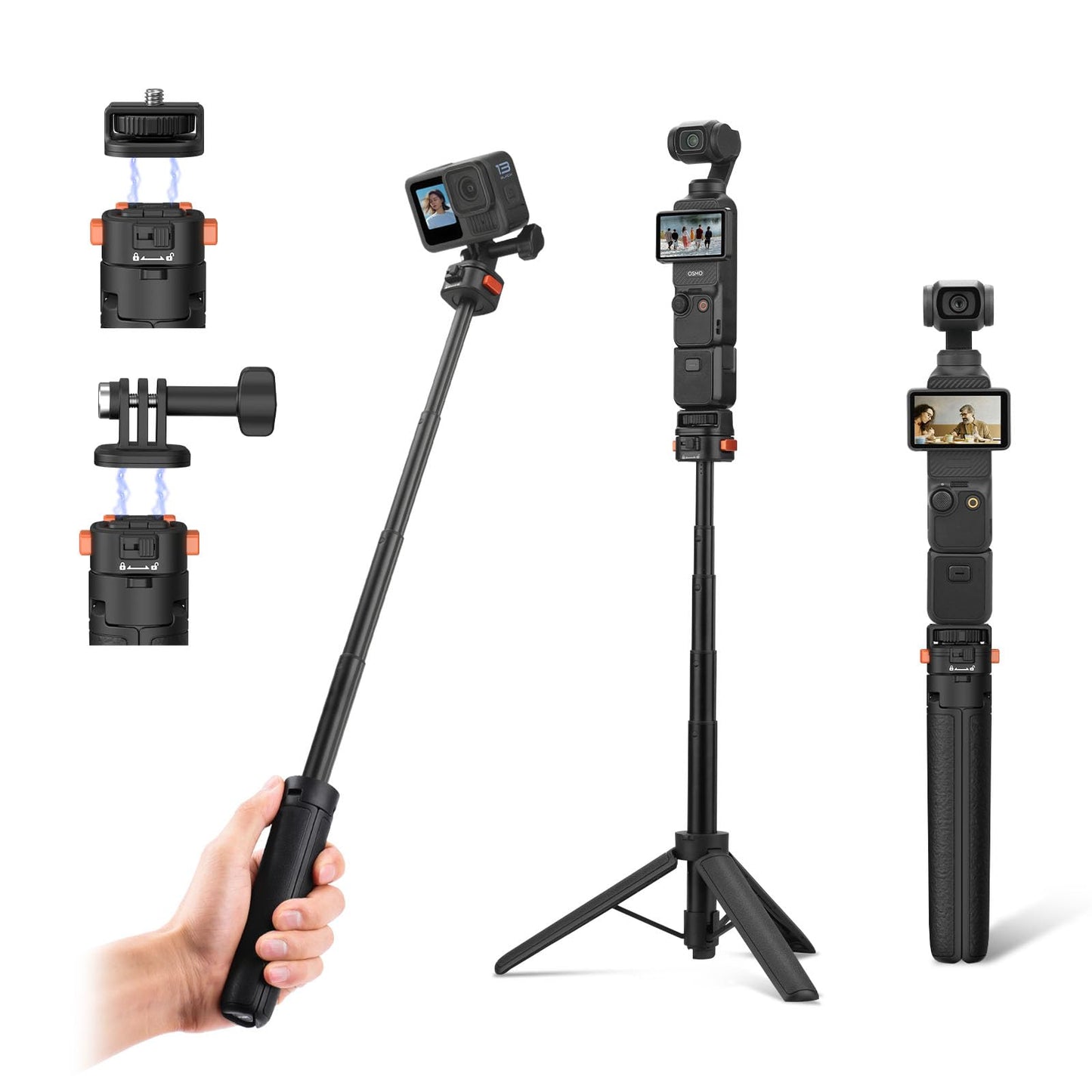 20" Osmo Pocket 3 Tripod for Action Camera, Xtra Muse Mini Table Desk Extendable Stand Small Handheld Selfie Stick Quick Release 1/4'' Screw Vlog