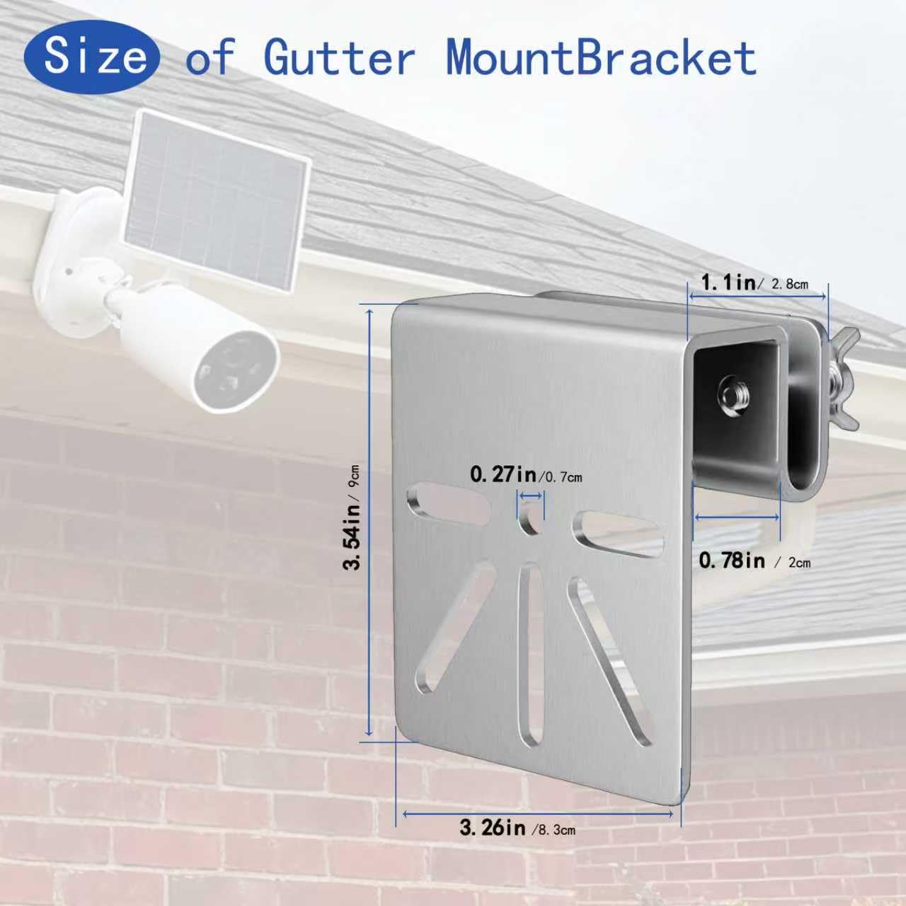 Gutter Mount Bracket for eufy Security SoloCam S340 No-Drill Stainless Steel Solar Camera Holder with Anti-Rust Screws Compatible with eufy Outdoor IP