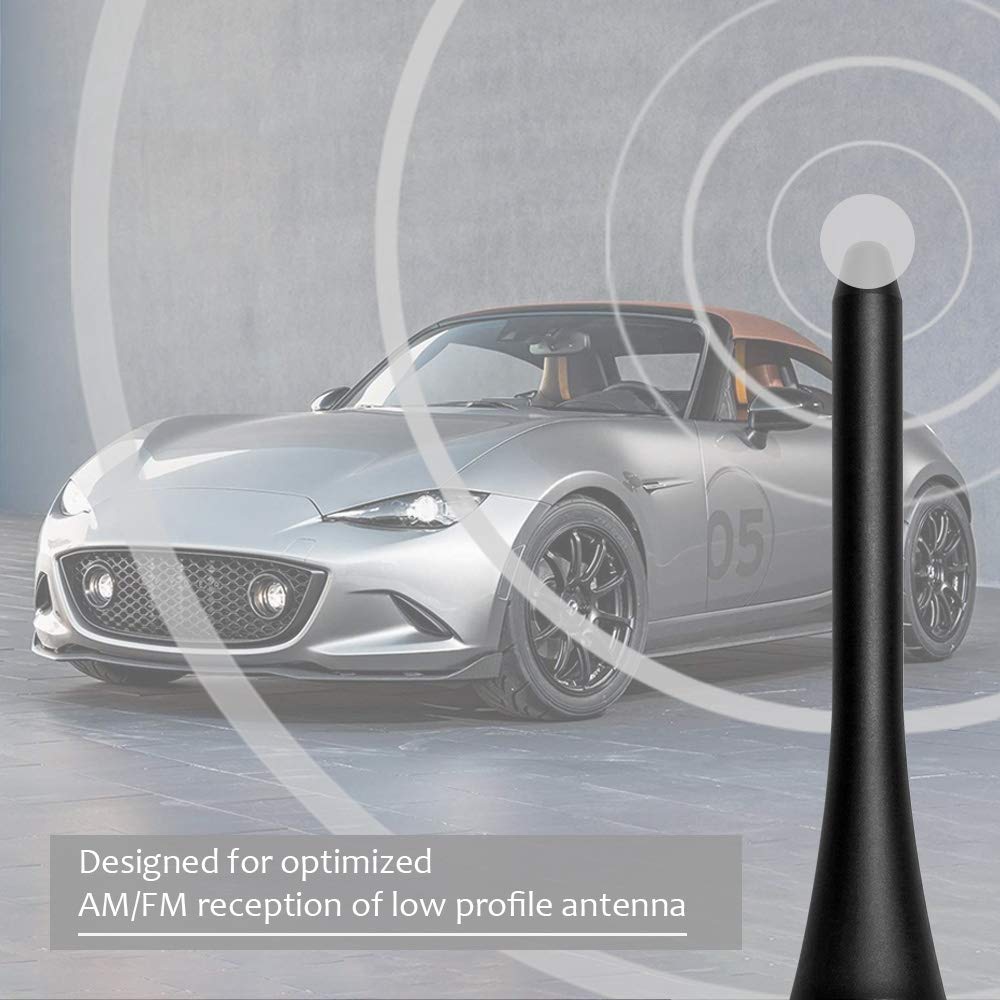 BASIKER 5 Inch Antenna - Short Radio Mast Antenna for 2006-2024 Mazda Miata MX-5 Accessories- Support for Car Wash Safe