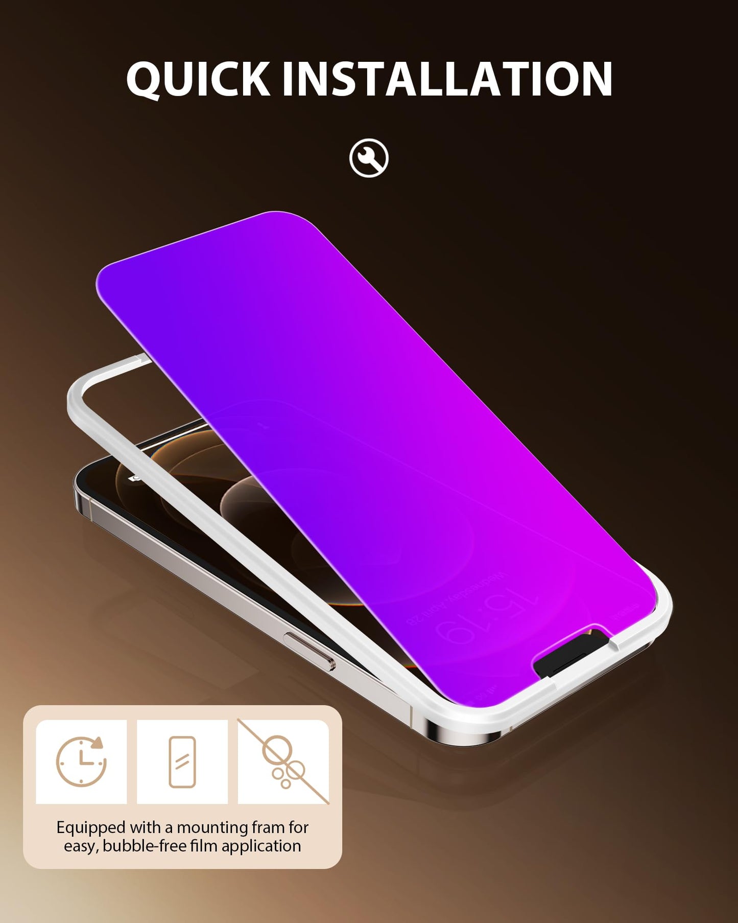 PDDKISS Compatible for iPhone 12 Pro Max Privacy Screen Protector 6.7 Inch, Purple Gradient Colorful Anti Spy Anti Blue Light HD Screen Protector