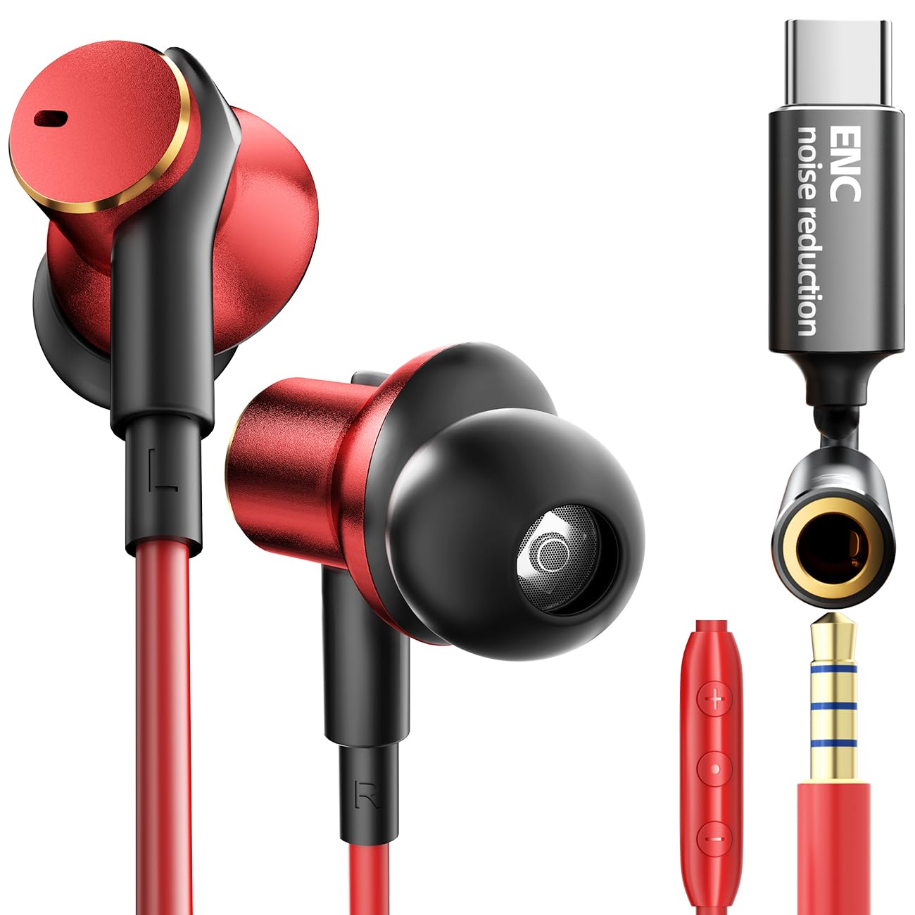 Wired Active Call Noise Cancelling Earbuds (Dynamic & Balanced Armature)-Deep Rich Bass Hi-Fi Stereo In Ear Headphones,Balanced Super Bass Mids Highs…