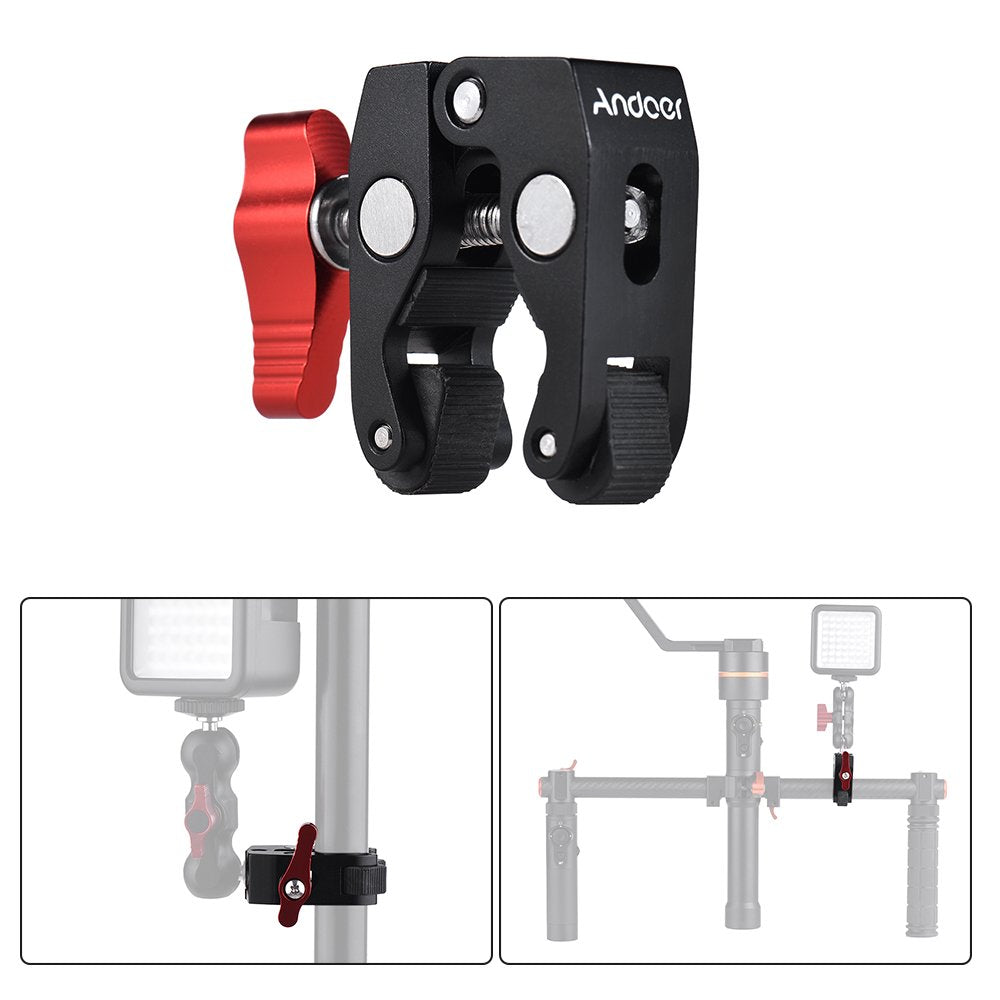 Andoer 2-Pack Crab Pliers Clip Super Clamp 1/4 & 3/8 Threaded for DSLR Rig LCD Monitor Studio Light Camera Magic Arm Photo Studio Accessory