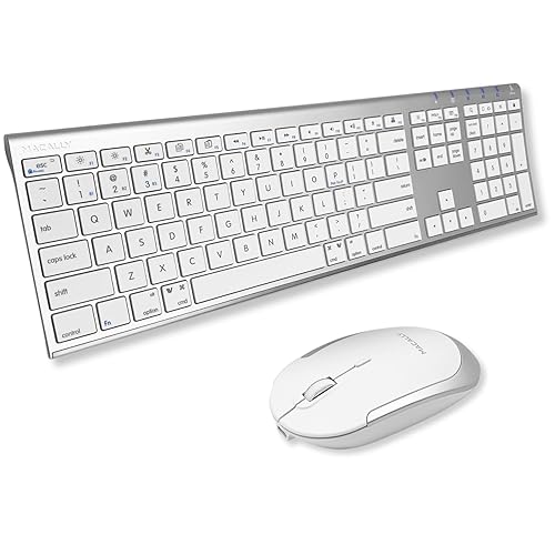 Macally Premium Bluetooth Keyboard and Mouse for Mac | Compatible Wireless Apple Keyboard and Mouse Combo (110 Keys Multi-Device Rechargeable)