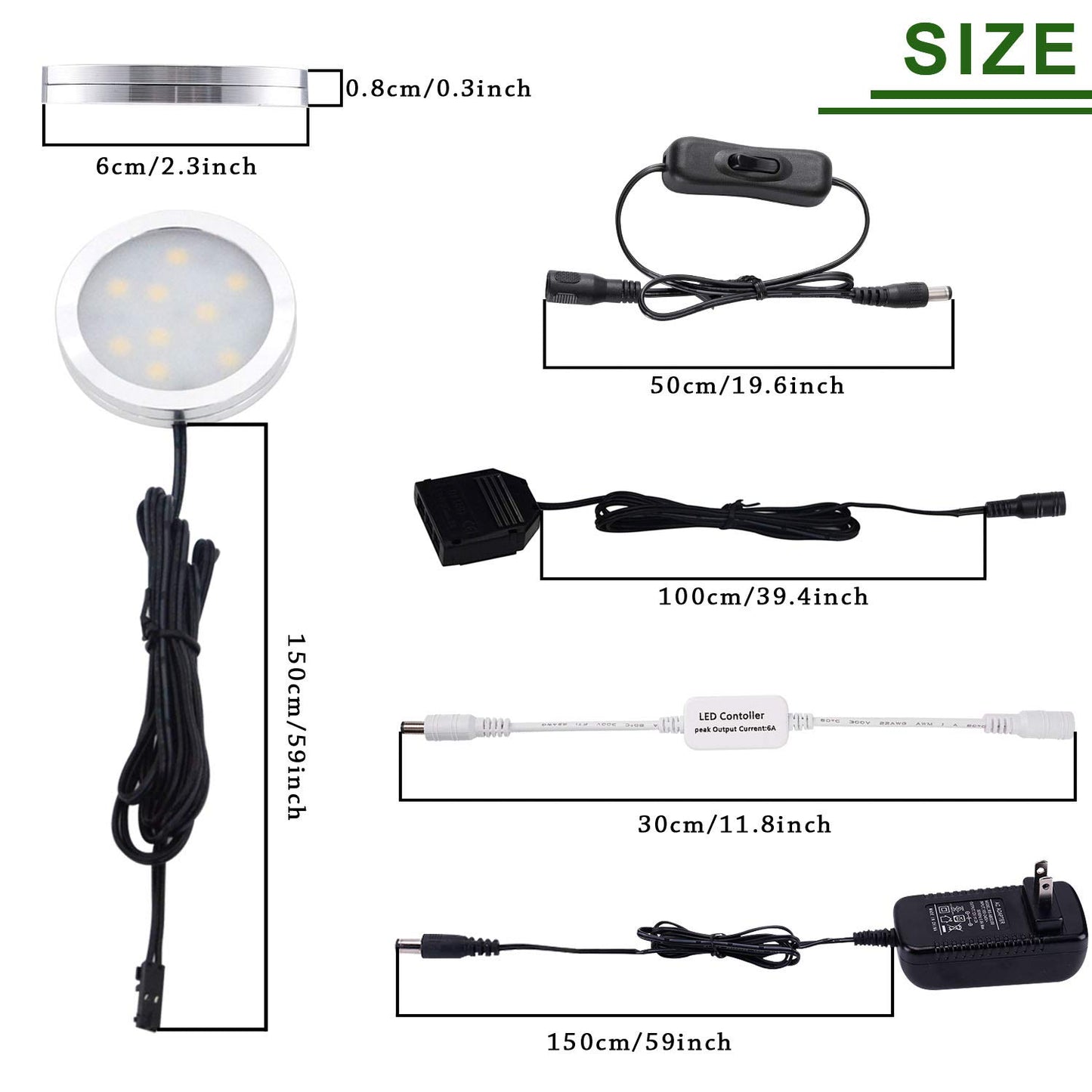 AIBOO Dimmable LED Under Cabinet Puck Lights 3 Lamps Kit with RF Remote Control for Home Kitchen Counter Lighting (Warm White 2700K)