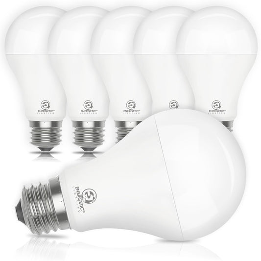 Energetic 6 Pack 150 Watt Light Bulb, 2600LM Super Bright, A21 LED Bulb, Daylight 5000K, High Lumens LED Bulb, Non-Dimmable, E26 Standard Base, Damp