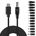 MELIFE USB C to DC 9V Power Cord, Universal DC 5.5x2.5mm (Compatible with 5.5 x 2.1mm) Plug Jack Charging Cable with 13 Connector Tips, 3.3ft USB C