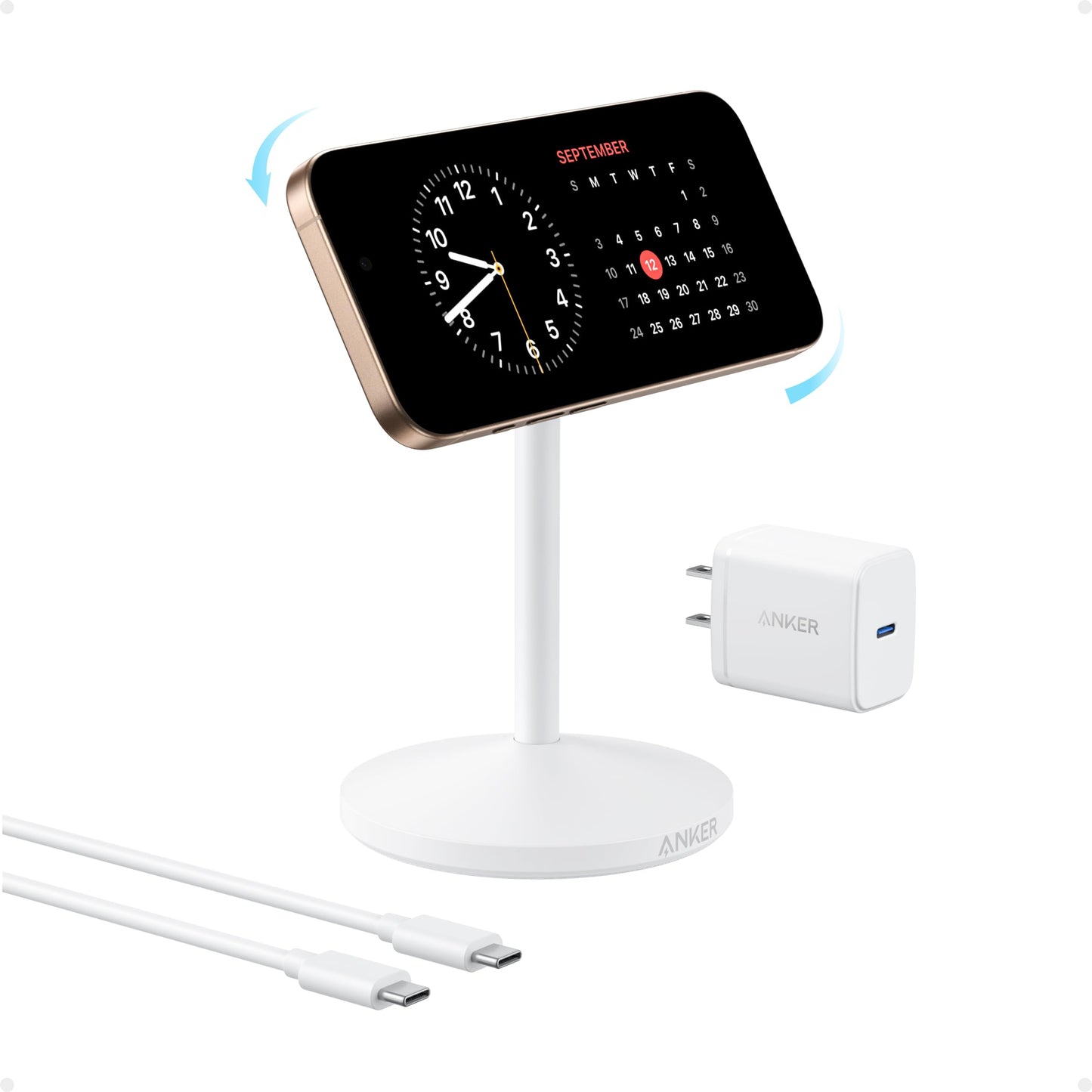 Anker MagSafe Charger, MagGo Qi2 15W 360-Degree Wireless Charger Stand