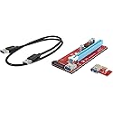 COBOC Riser 1X216X SATA USB3.0 PCI-E PCI Express 1X to 16X Riser Cable Card Adapter With SATA 15pin Power Slot, USB 3.0 Cable Dedicated for BTC