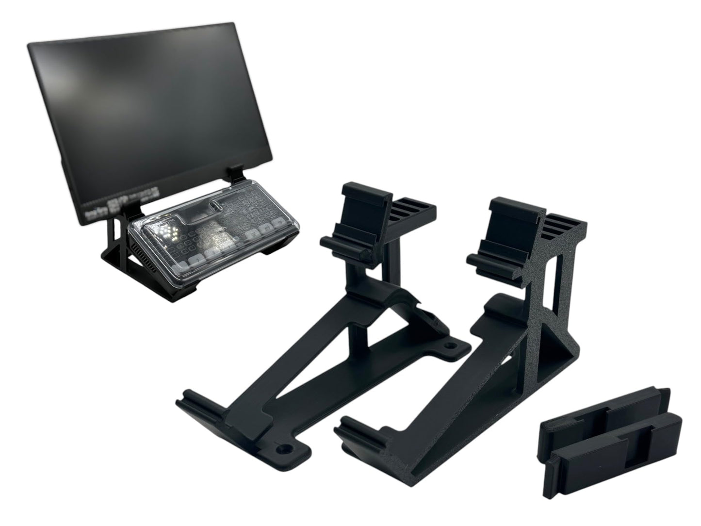 Iron Prints Stand for ATEM Mini Series + Thin Monitor (up to 33 mm) - 6 Cold Shoe Slots, 30 Degree Viewing Angle, Slip-On Design, Non-Slip Feet