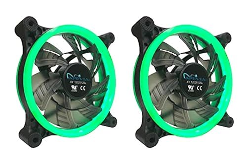 APEVIA 212L-CGN 120mm Silent Dual Rings Green LED Fan with 32 x LEDs & 8 x Anti-Vibration Rubber Pads (2 Pk)